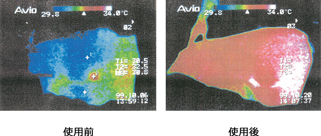 使用前後サーモグラフィ―画像